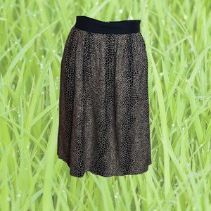 Ecote Black/Gold feather print midi Cotton skirt